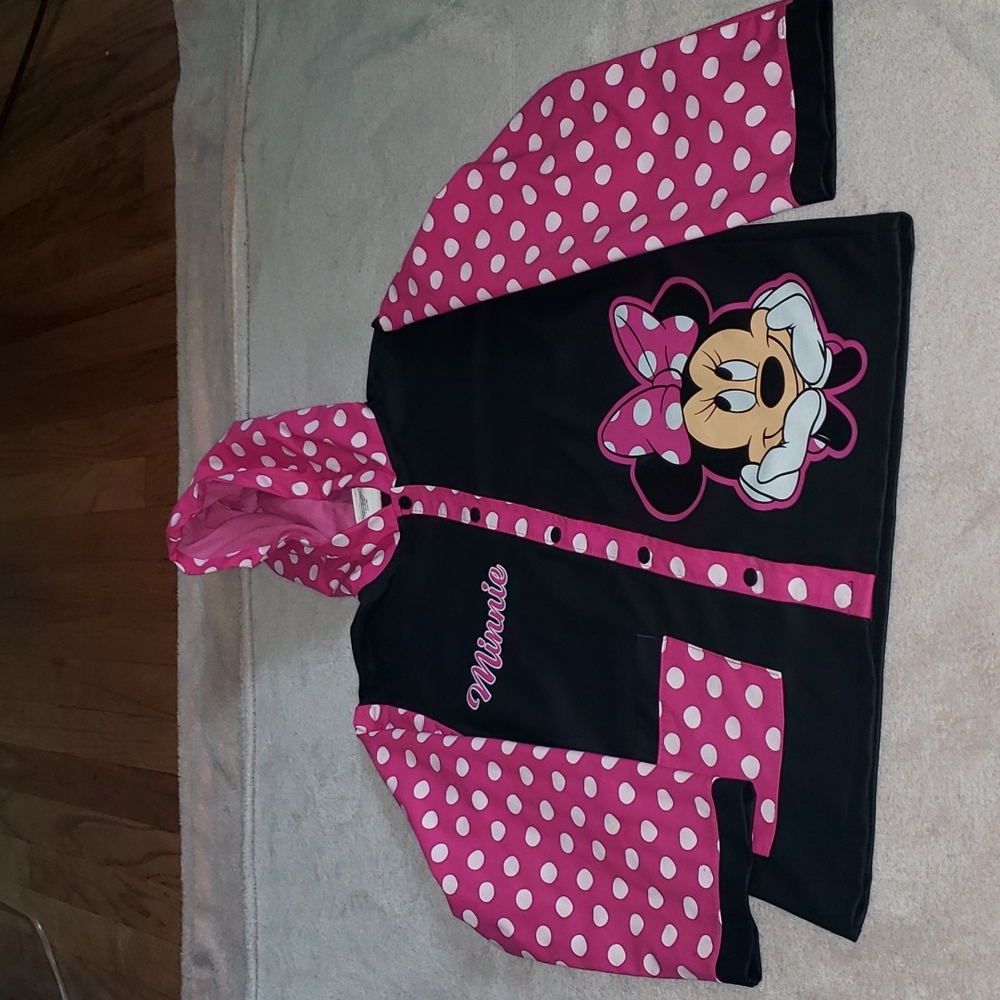 Kids Minnie Mouse rain coat ,size M/L , black,pink, and white